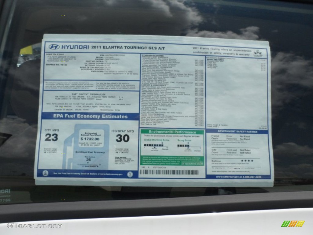 2011 Hyundai Elantra Touring GLS Window Sticker Photo #51948347