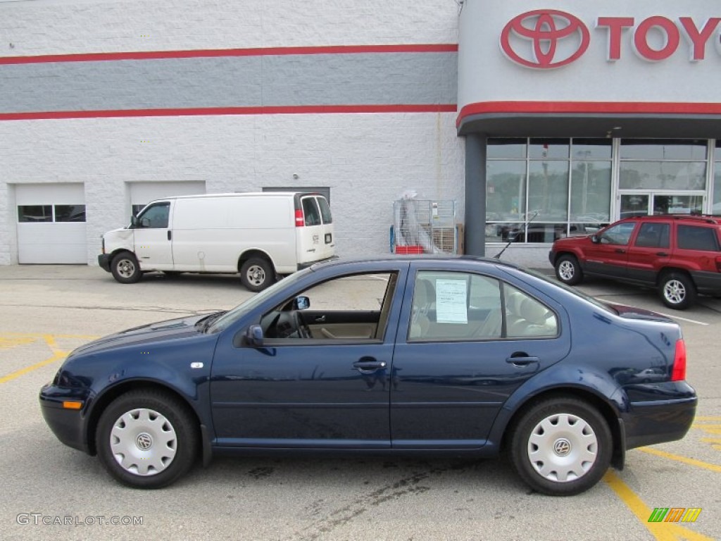 2002 Jetta GLS 1.8T Sedan - Indigo Blue / Beige photo #2