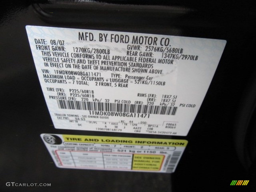 2008 Taurus X Color Code UA for Black Photo #51958265