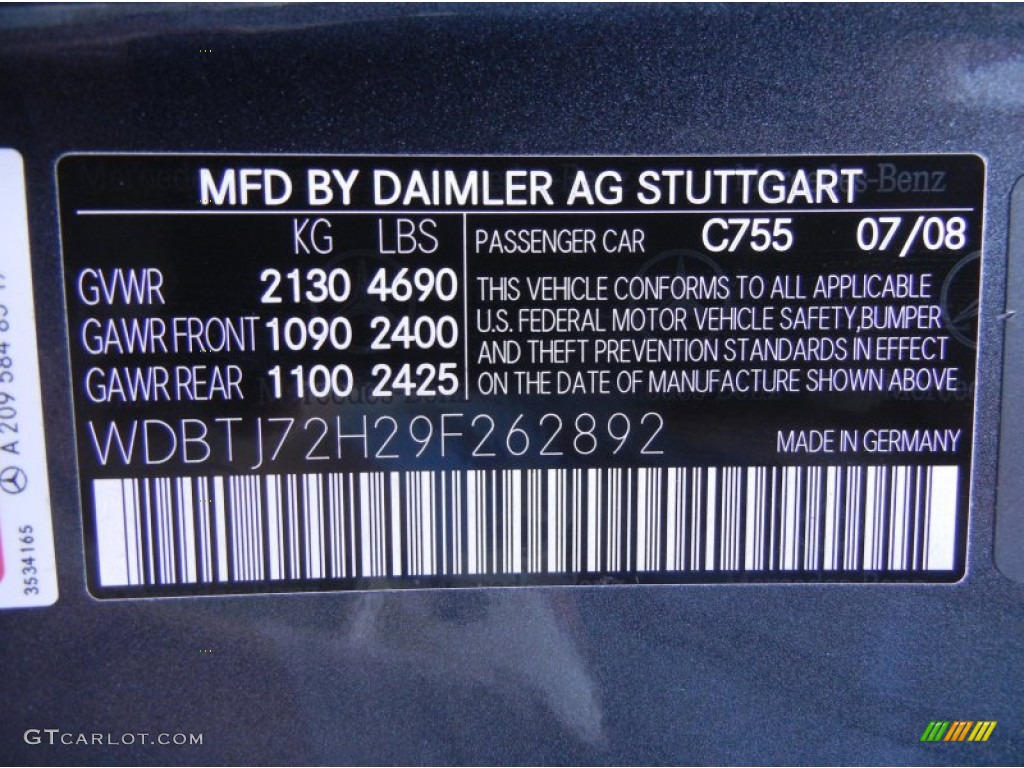 2009 CLK Color Code 755 for Steel Grey Metallic Photo #51965411