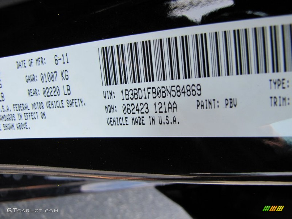 2011 Avenger Color Code PBV for Blackberry Pearl Photo #51967043
