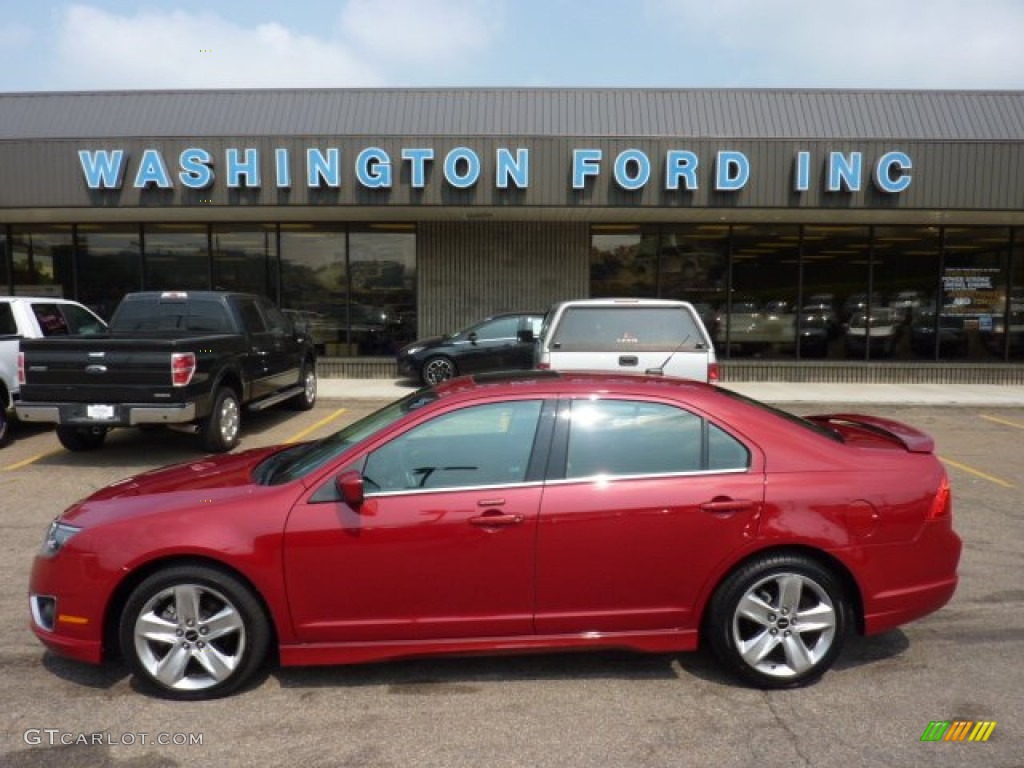 2010 Fusion Sport AWD - Sangria Red Metallic / Charcoal Black/Sport Red photo #1