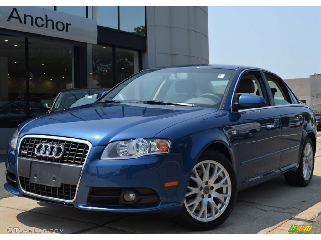 2008 A4 2.0T quattro S-Line Sedan - Ocean Blue Pearl Effect / Light Gray photo #1