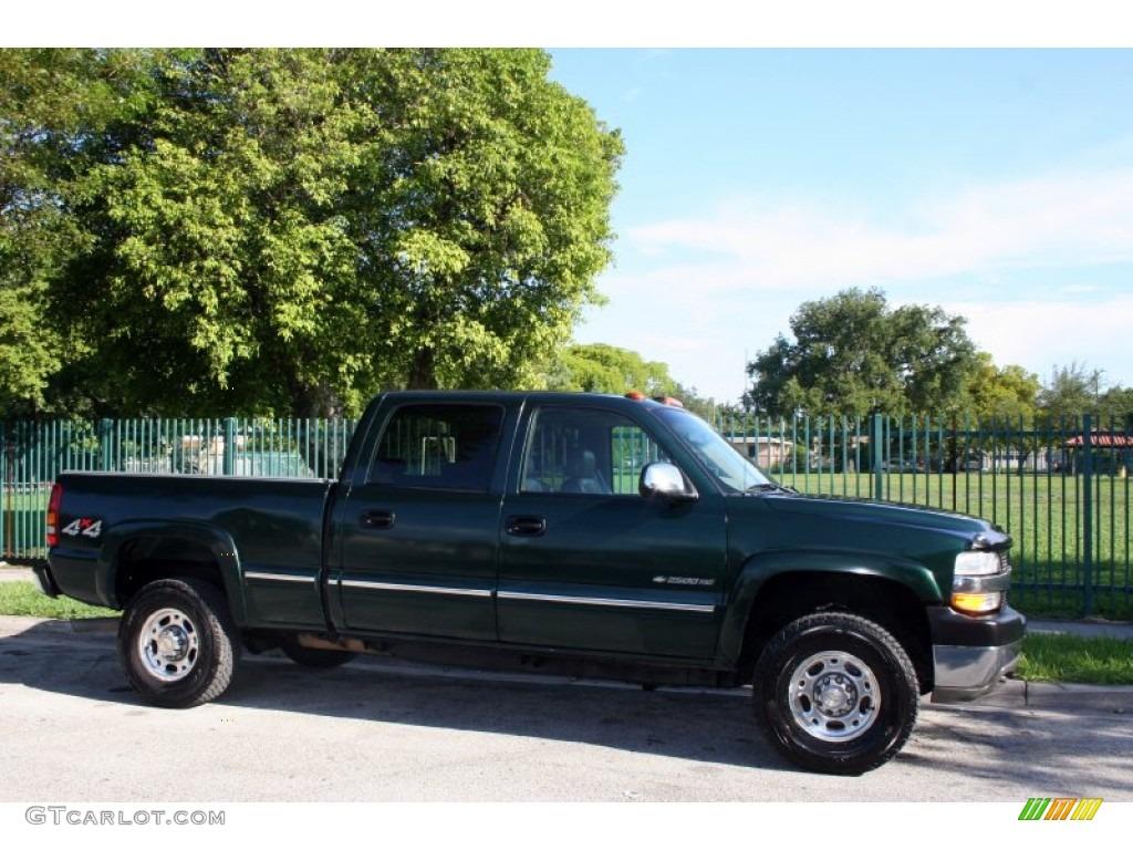 2001 Silverado 2500HD LT Crew Cab 4x4 - Forest Green Metallic / Tan photo #13