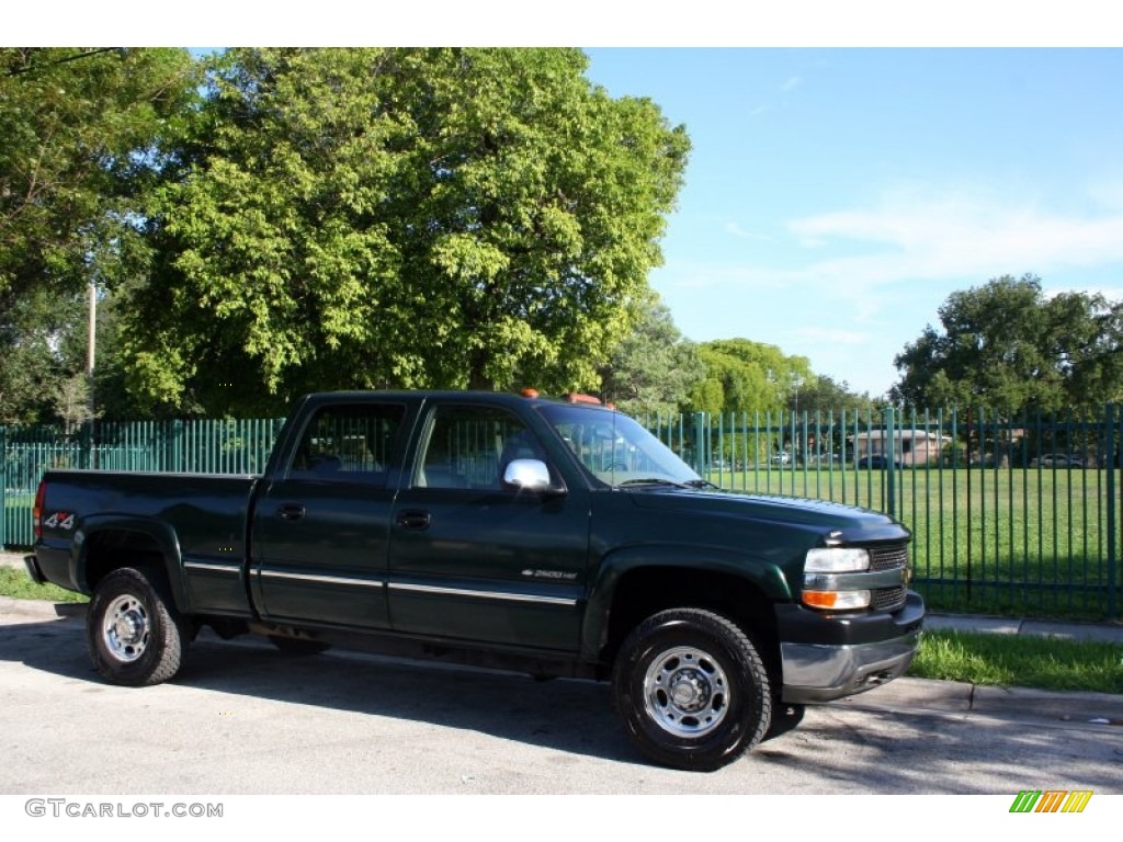 2001 Silverado 2500HD LT Crew Cab 4x4 - Forest Green Metallic / Tan photo #14