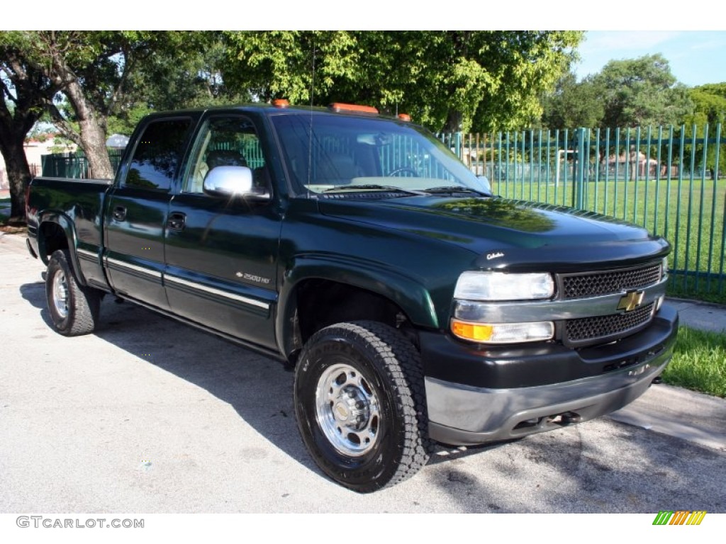 2001 Silverado 2500HD LT Crew Cab 4x4 - Forest Green Metallic / Tan photo #17