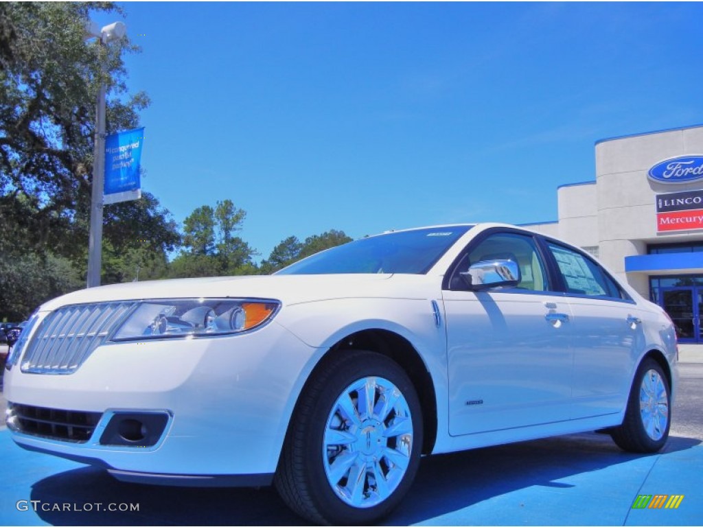 2012 MKZ Hybrid - White Platinum Metallic Tri-Coat / Light Camel photo #1