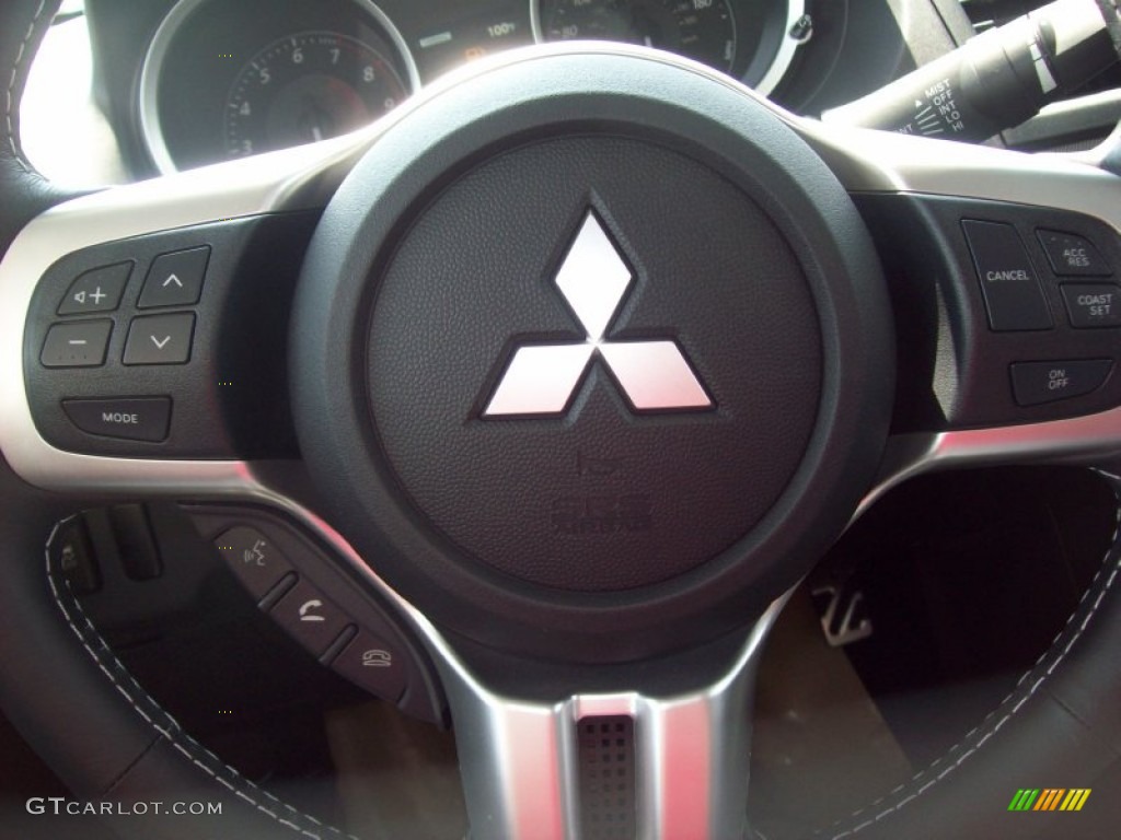 2011 Mitsubishi Lancer Evolution GSR Black Steering Wheel Photo #51986435