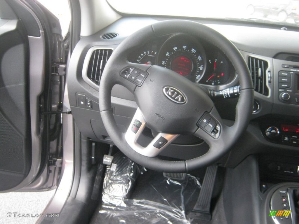 2012 Kia Sportage EX Black Steering Wheel Photo #51997476