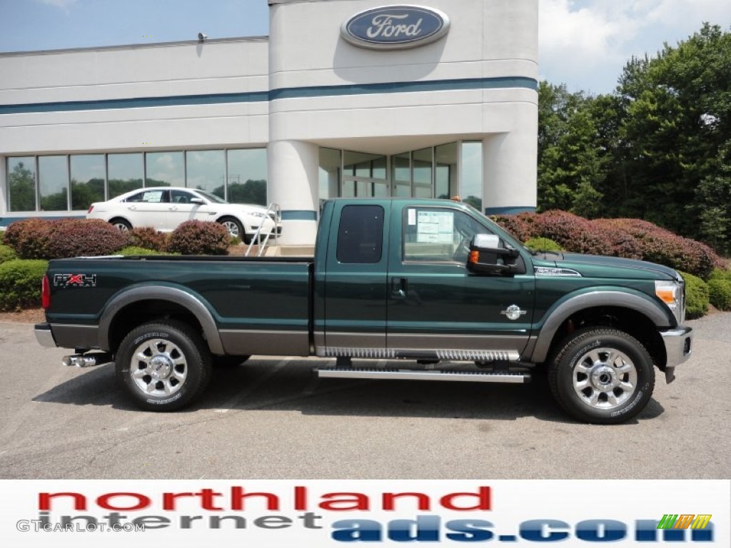 2011 F250 Super Duty Lariat SuperCab 4x4 - Forest Green Metallic / Black Two Tone Leather photo #1
