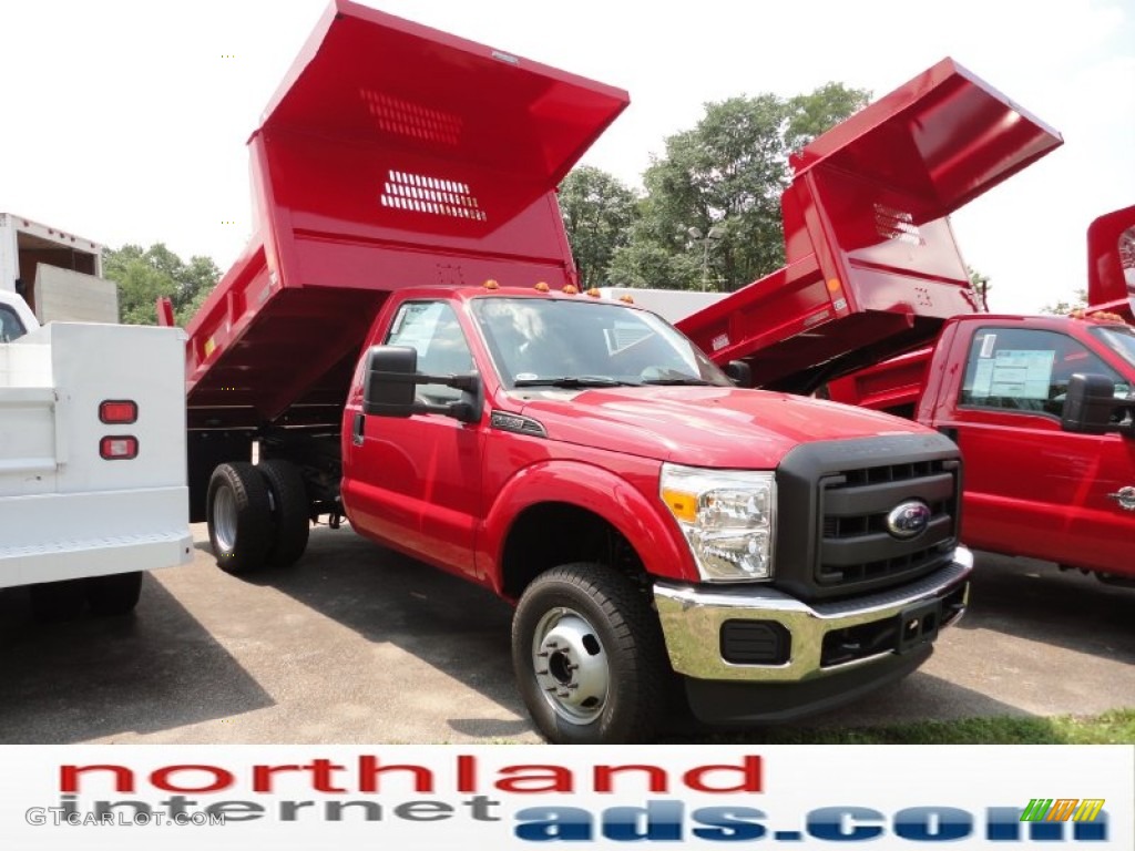 2011 F350 Super Duty XL Regular Cab 4x4 Chassis Dump Truck - Vermillion Red / Steel photo #1