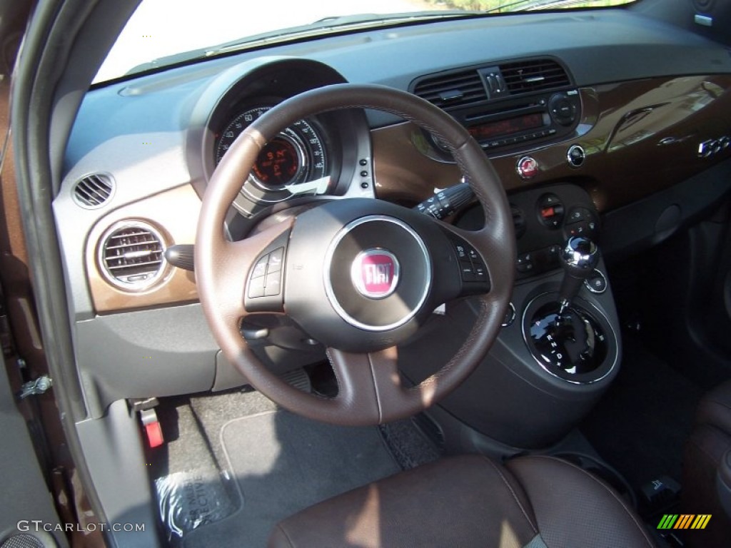 2012 Fiat 500 Sport Sport Tessuto Marrone/Nero (Brown/Black) Steering Wheel Photo #51999834