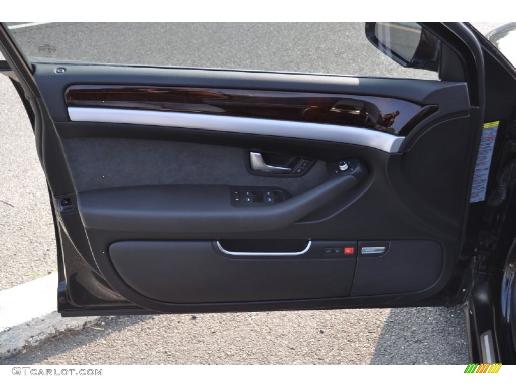 2009 Audi A8 L 4.2 quattro Black Valcona Leather Door Panel Photo #52013019