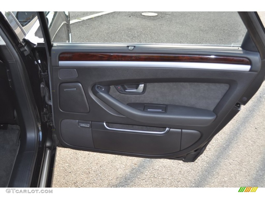 2009 Audi A8 L 4.2 quattro Black Valcona Leather Door Panel Photo #52013049