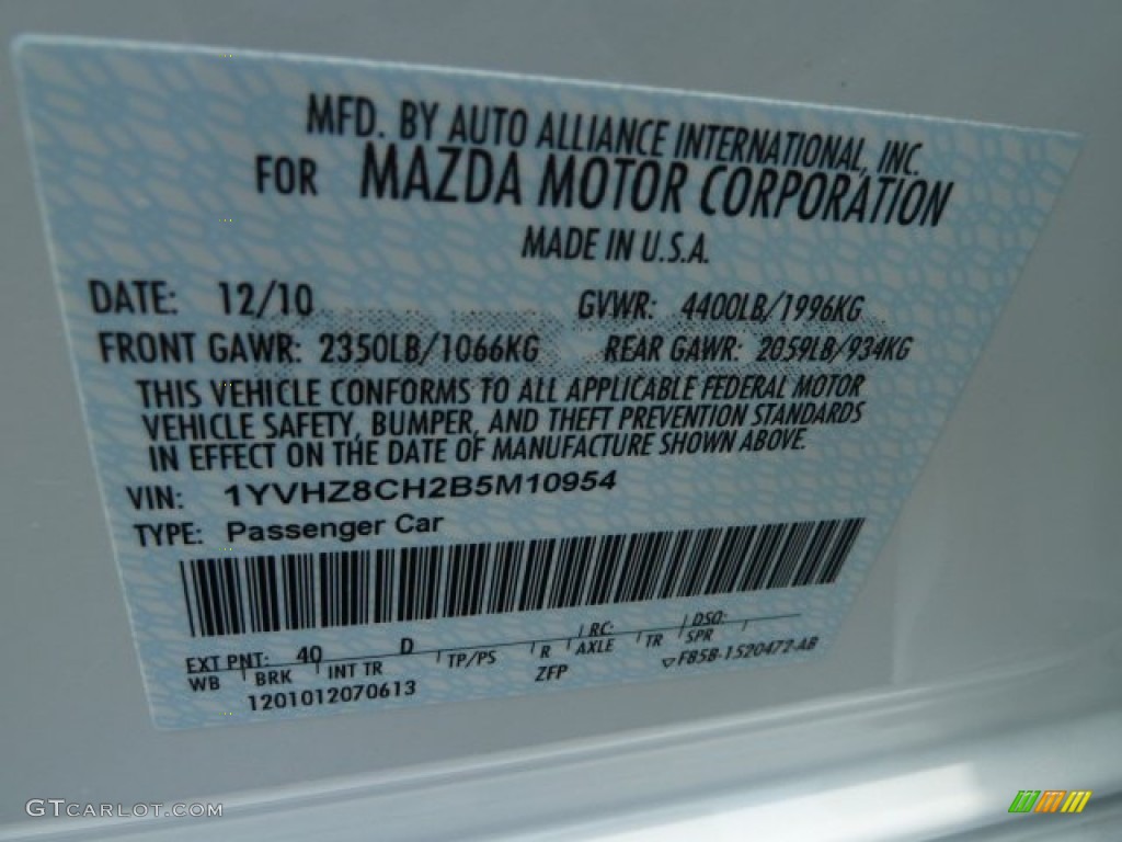 2011 MAZDA6 i Touring Sedan - Techno White Pearl / Black photo #19