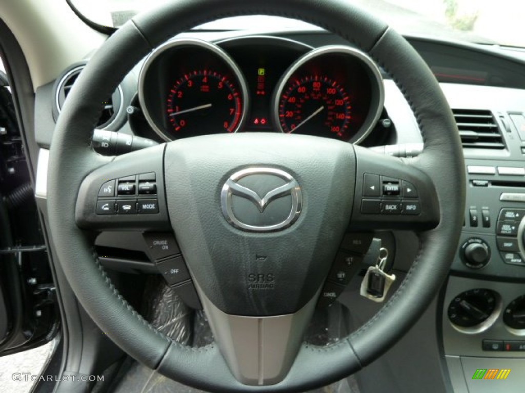 2011 Mazda MAZDA3 s Sport 5 Door Black Steering Wheel Photo #52016343