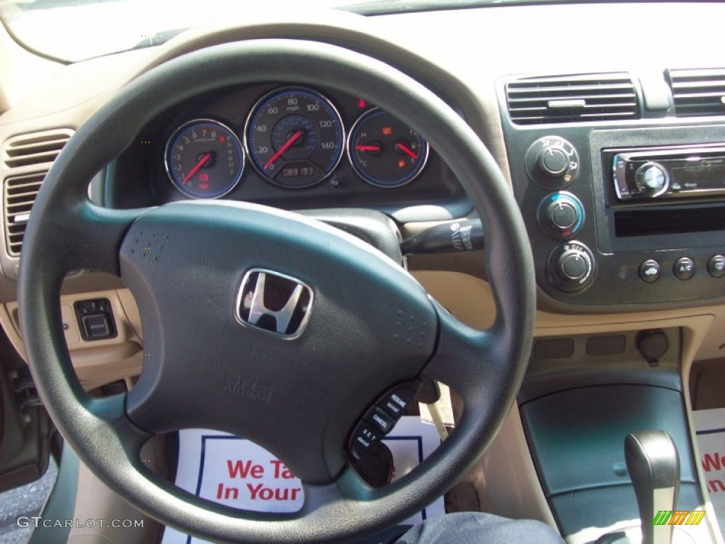 2003 Honda Civic LX Sedan Ivory Steering Wheel Photo #52016493