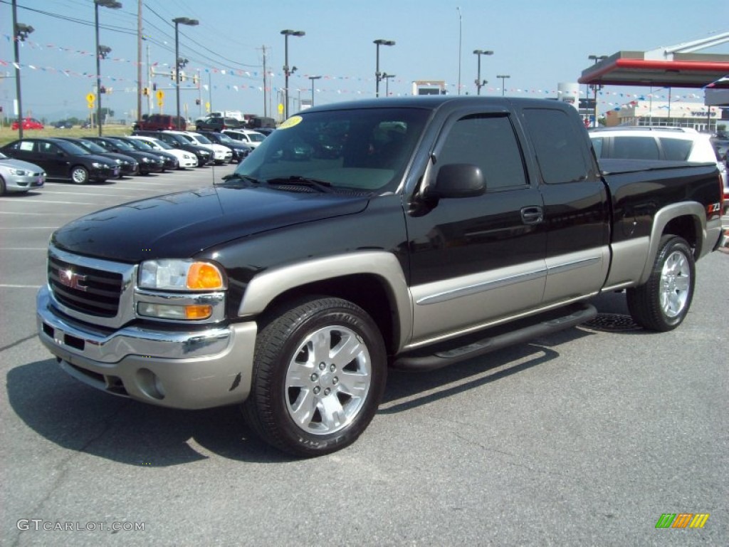 2003 Sierra 1500 SLE Extended Cab 4x4 - Onyx Black / Dark Pewter photo #1