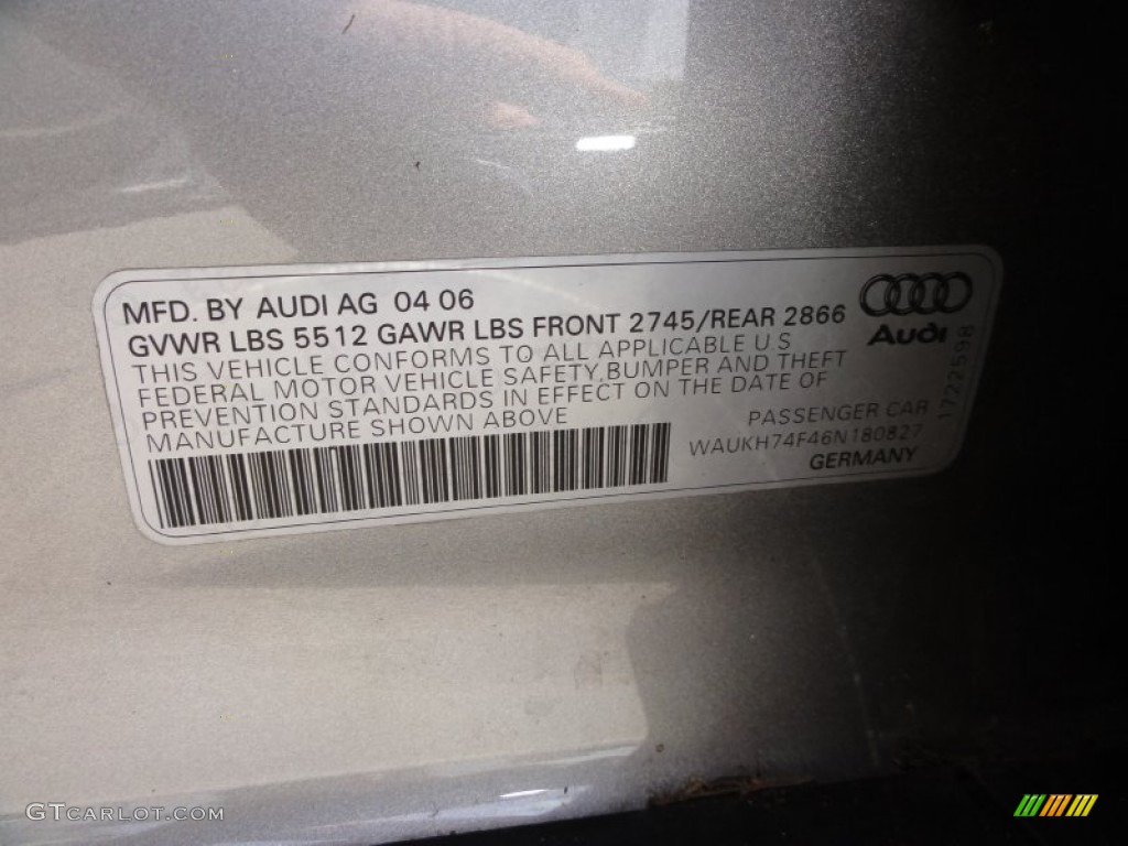 2006 Audi A6 3.2 quattro Avant Info Tag Photo #52017813