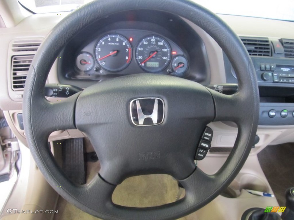 2001 Honda Civic LX Sedan Beige Steering Wheel Photo #52022949