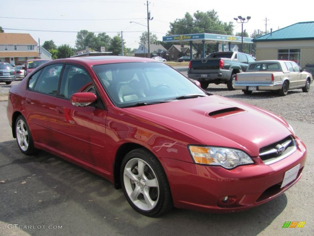 2006 Legacy 2.5 GT Limited Sedan - Garnet Red Pearl / Off-Black photo #22