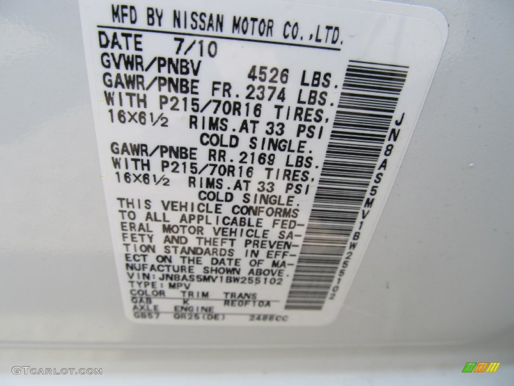 2011 Rogue S AWD - Pearl White / Gray photo #14