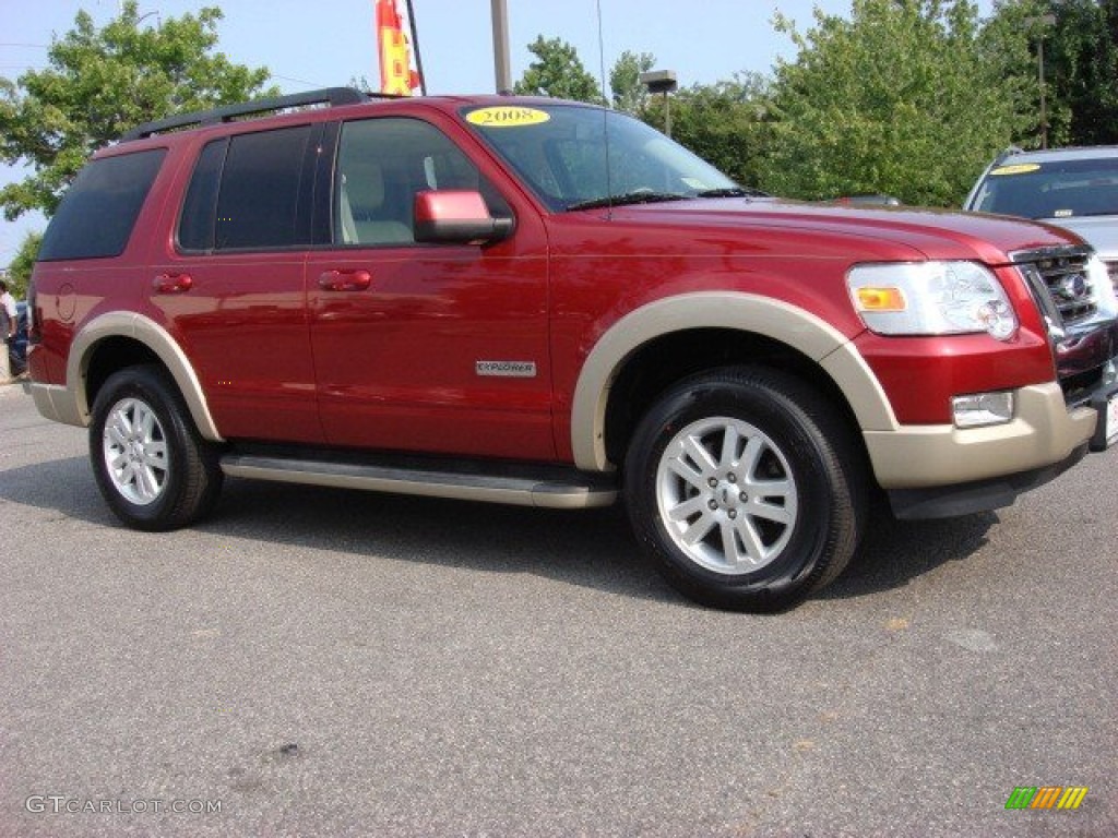 2008 Explorer Eddie Bauer - Redfire Metallic / Camel photo #2