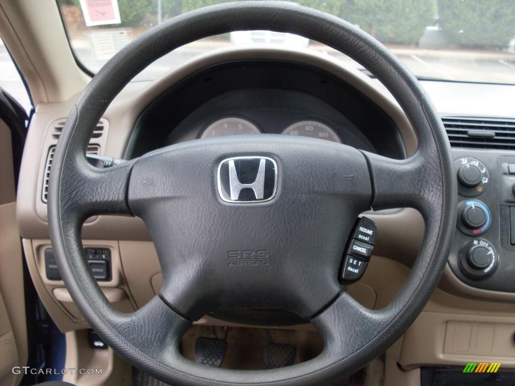 2002 Honda Civic EX Coupe Beige Steering Wheel Photo #52030776