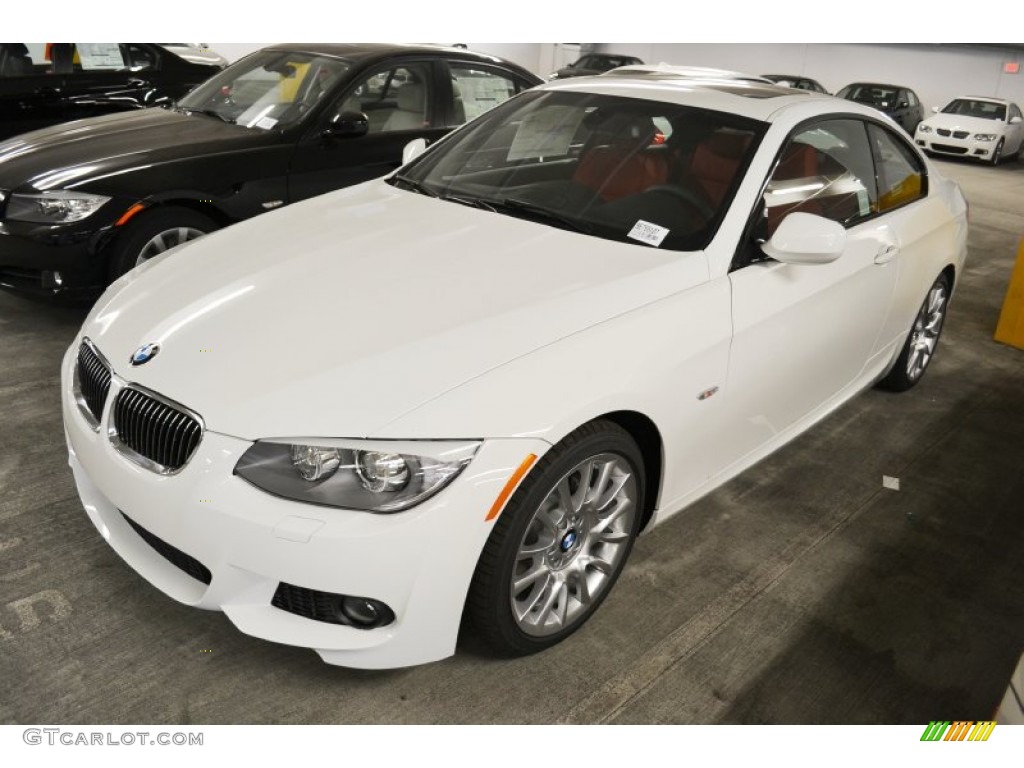 2011 3 Series 328i Coupe - Alpine White / Coral Red/Black Dakota Leather photo #6