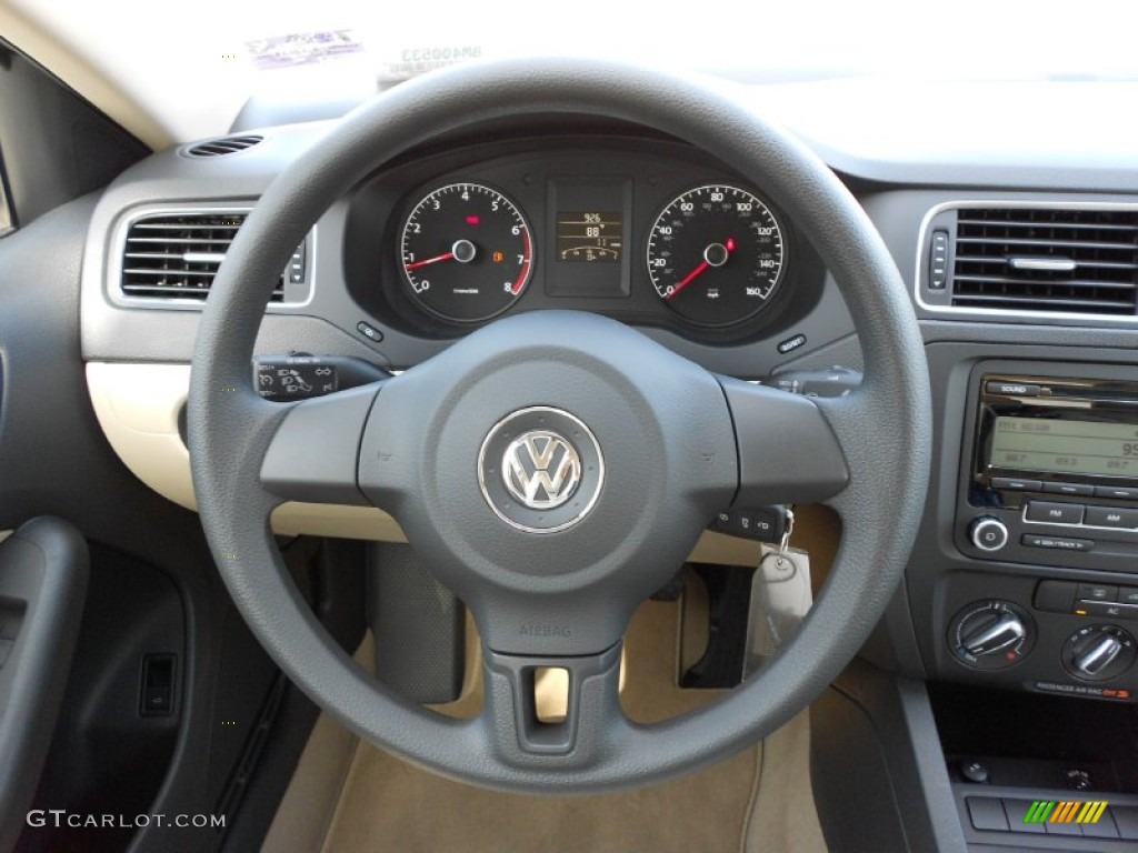 2011 Volkswagen Jetta SE Sedan Cornsilk Beige Steering Wheel Photo #52033332