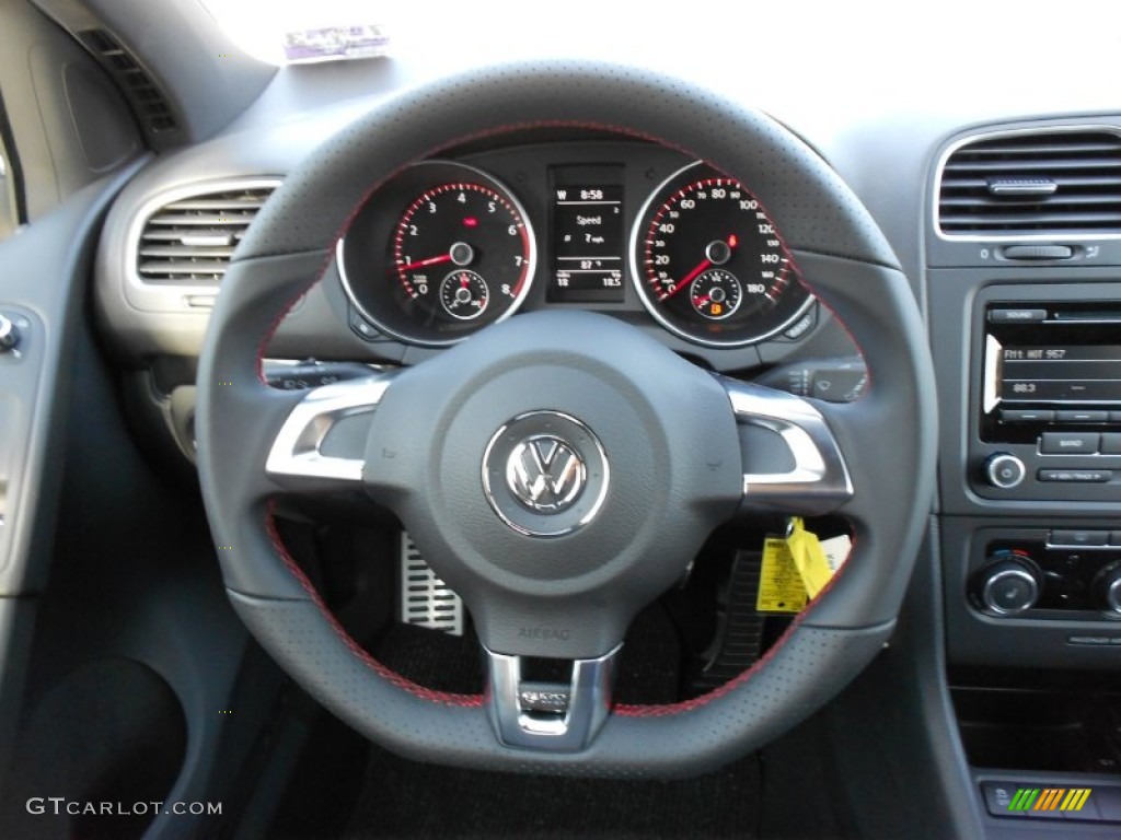 2012 Volkswagen GTI 2 Door Interlagos Plaid Cloth Steering Wheel Photo #52033605