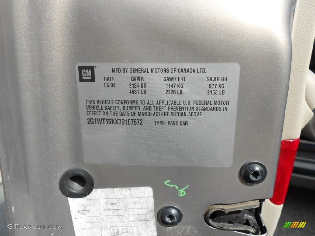 2007 Chevrolet Impala LT Info Tag Photo #52034001