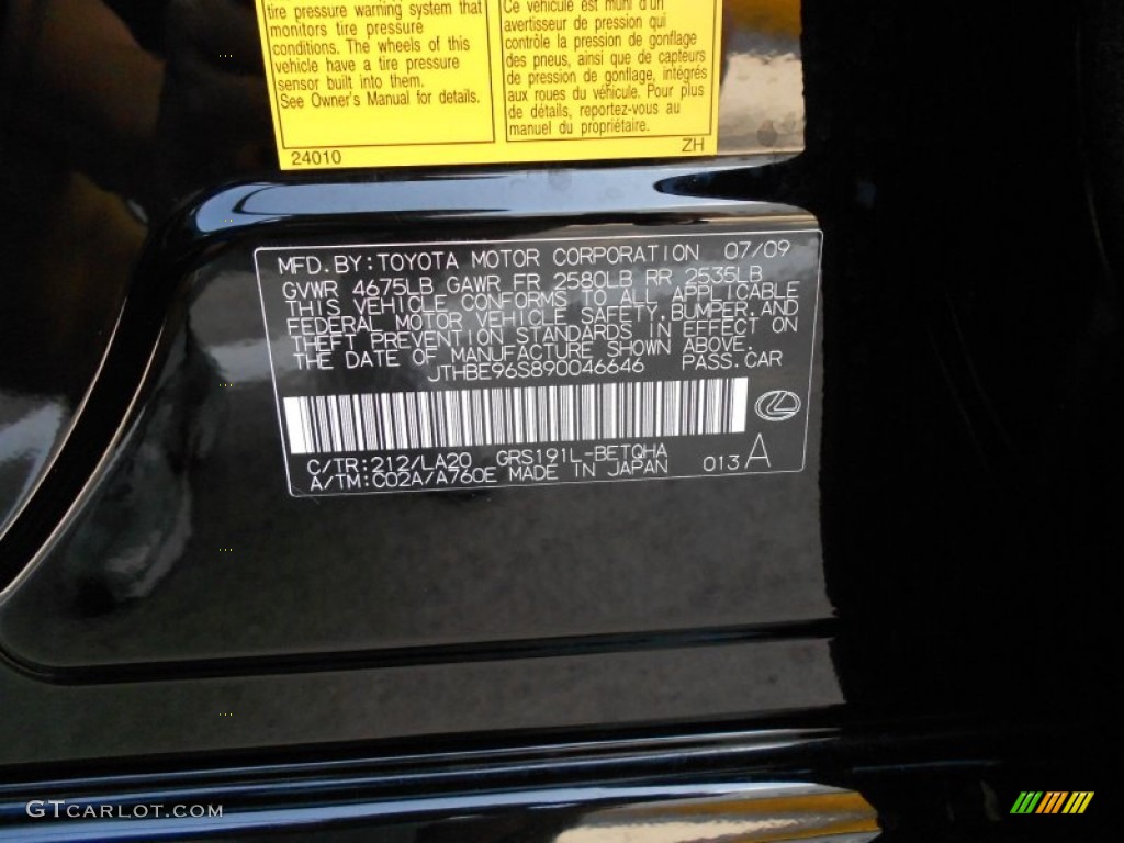 2009 GS Color Code 212 for Obsidian Black Photo #52034379