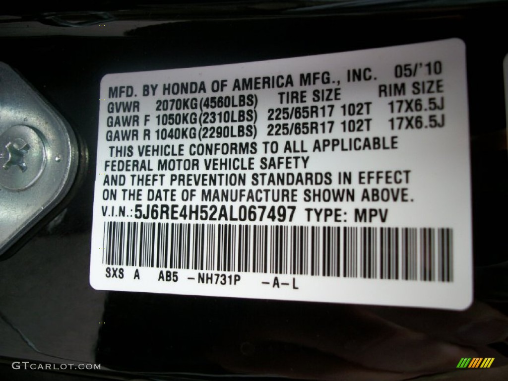 2010 CR-V EX AWD - Crystal Black Pearl / Black photo #28