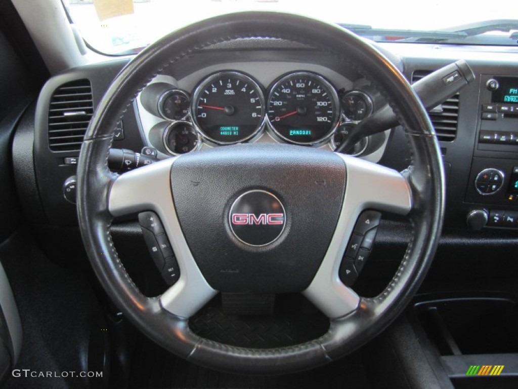 2007 GMC Sierra 1500 SLE Crew Cab 4x4 Ebony Black Steering Wheel Photo #52038228