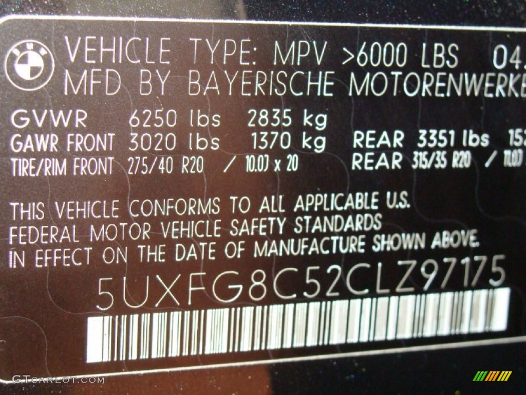 2012 BMW X6 xDrive50i Info Tag Photos