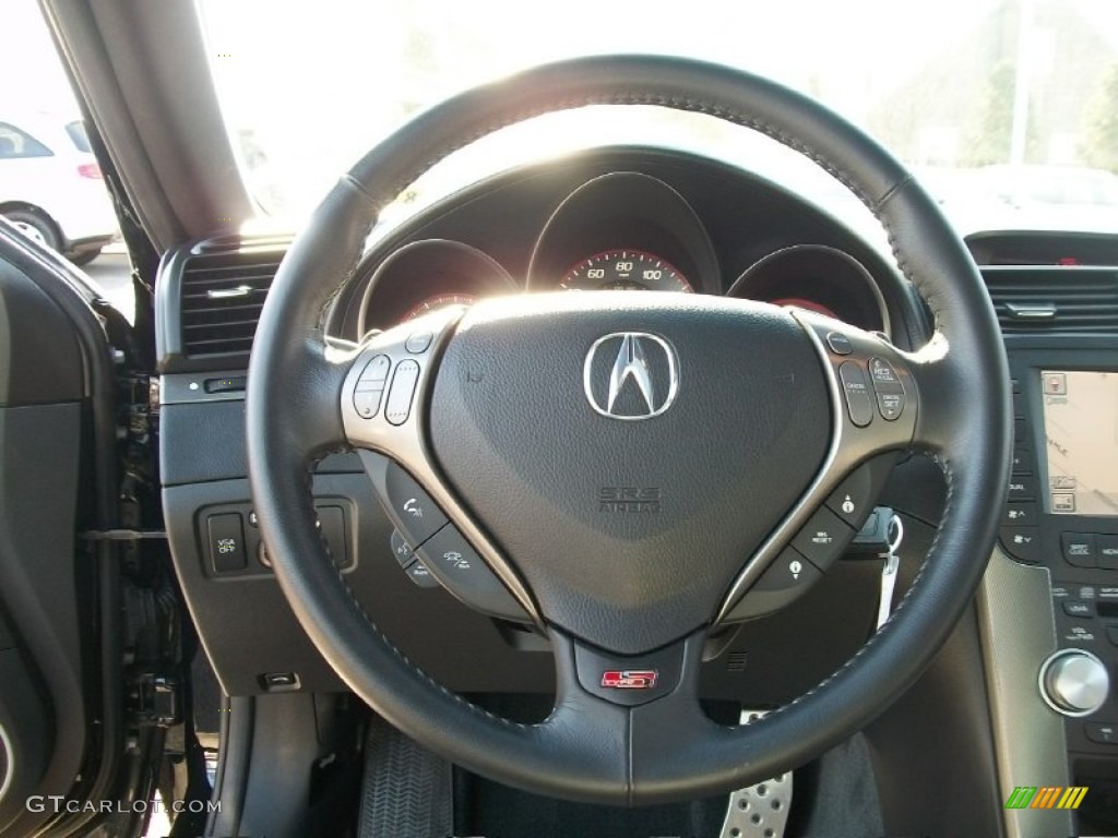 2007 Acura TL 3.5 Type-S Ebony/Silver Steering Wheel Photo #52046828