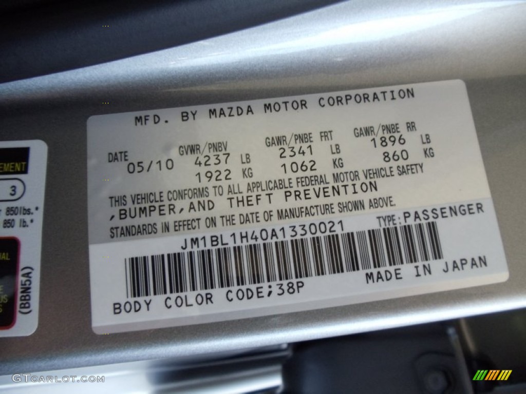 2010 MAZDA3 Color Code 38P for Liquid Silver Metallic Photo #52050272