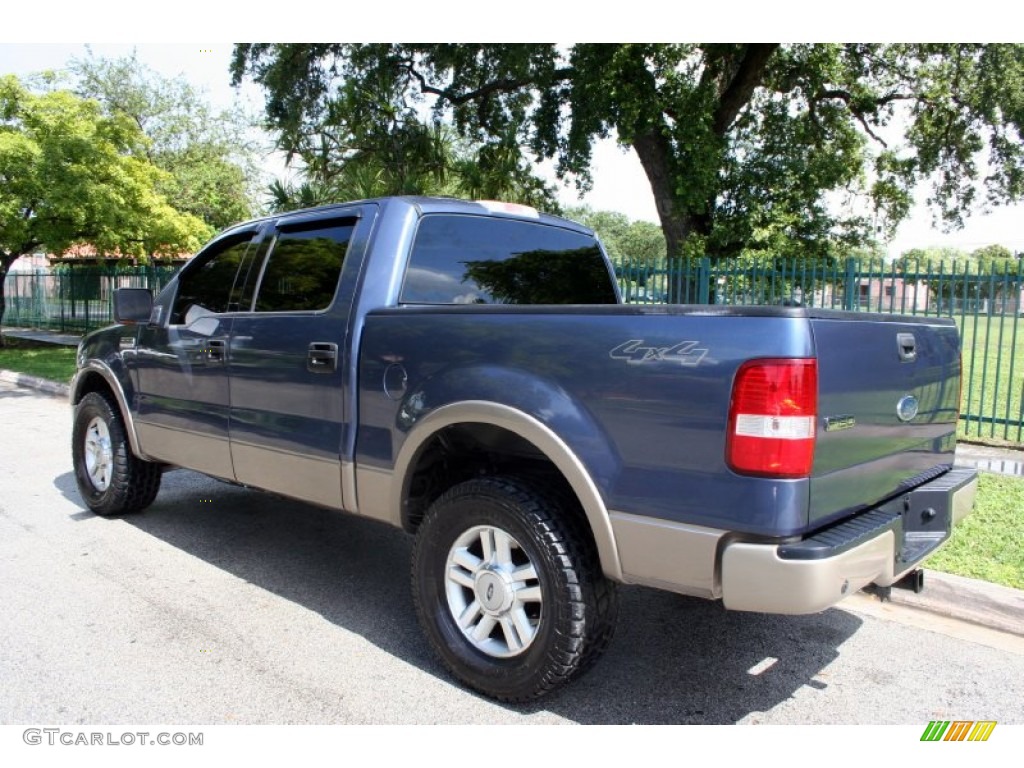 2004 F150 Lariat SuperCrew 4x4 - Medium Wedgewood Blue Metallic / Tan photo #6