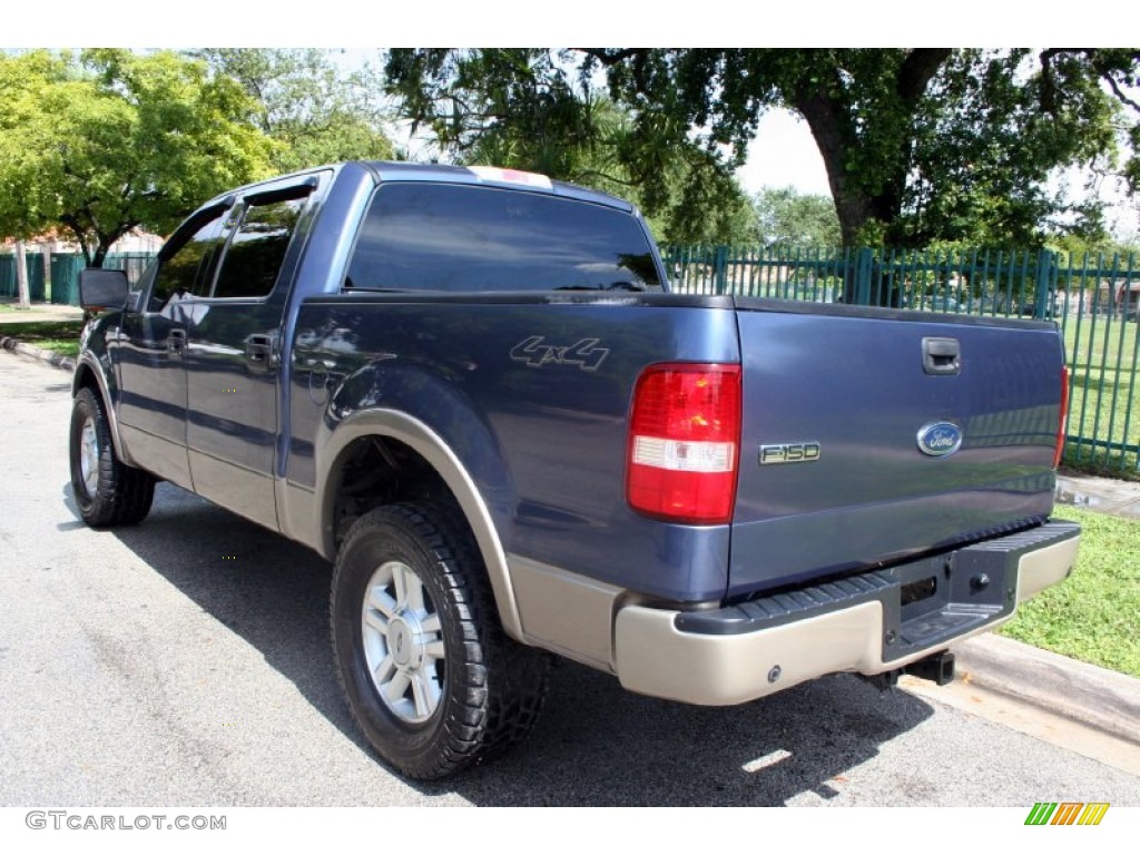 2004 F150 Lariat SuperCrew 4x4 - Medium Wedgewood Blue Metallic / Tan photo #7