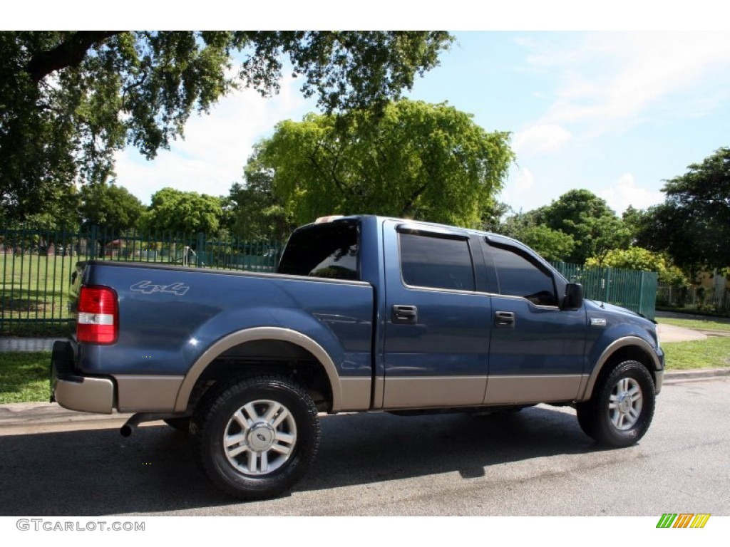 2004 F150 Lariat SuperCrew 4x4 - Medium Wedgewood Blue Metallic / Tan photo #9