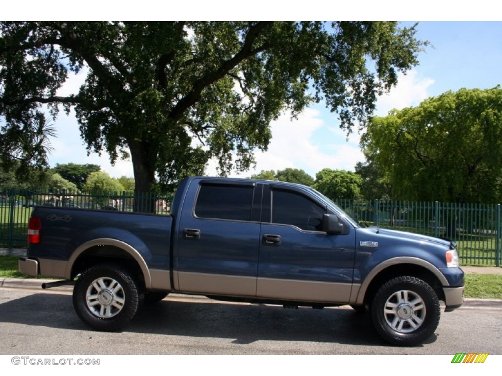 2004 F150 Lariat SuperCrew 4x4 - Medium Wedgewood Blue Metallic / Tan photo #10
