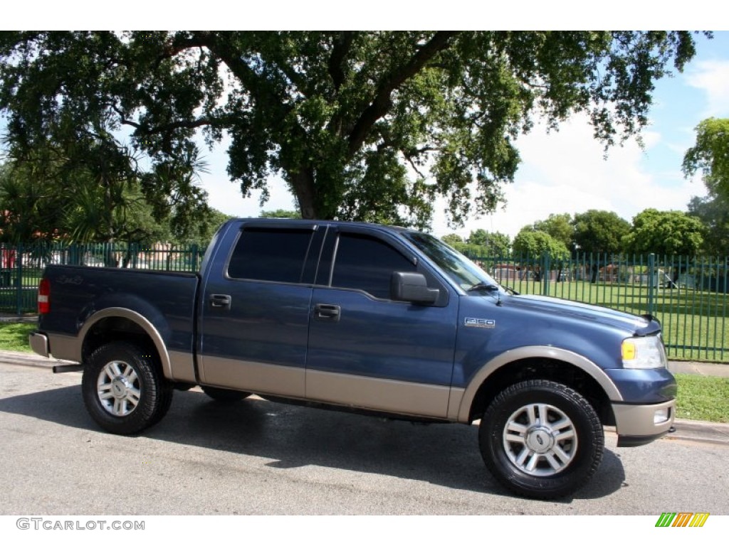 2004 F150 Lariat SuperCrew 4x4 - Medium Wedgewood Blue Metallic / Tan photo #11