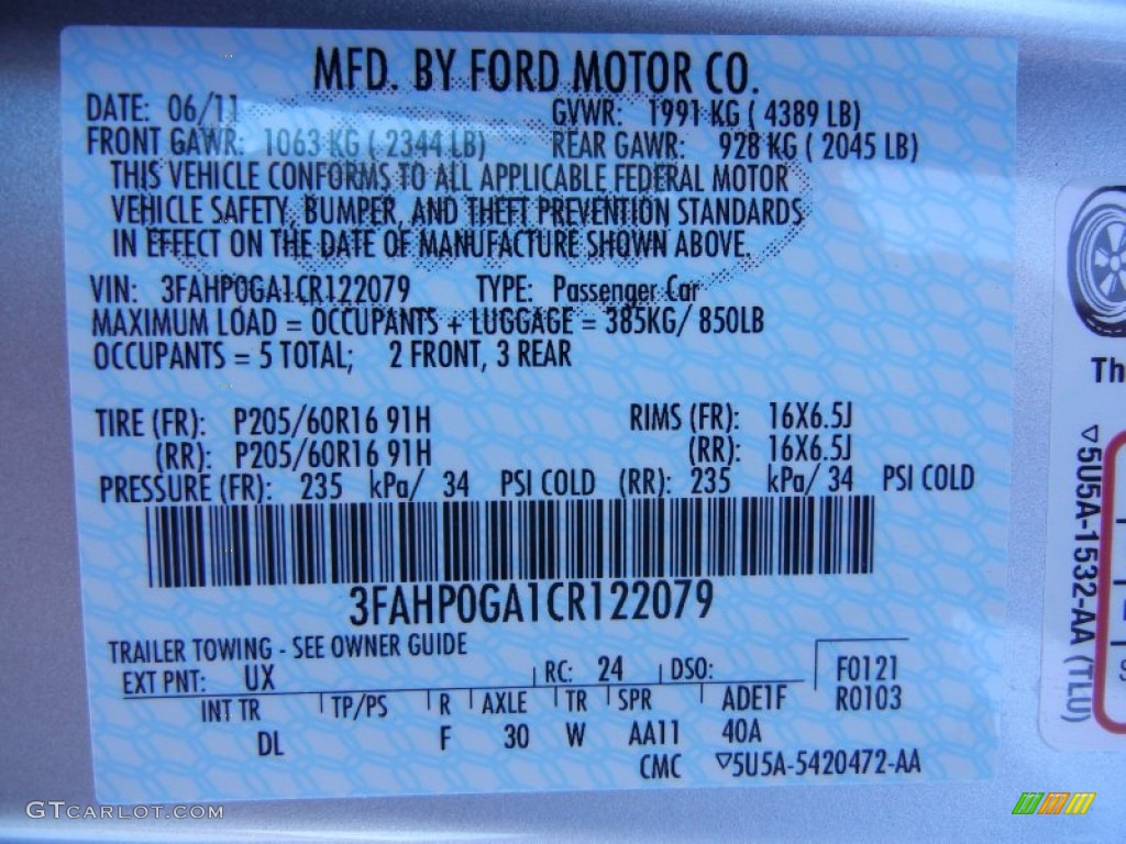 2012 Fusion Color Code UX for Ingot Silver Metallic Photo #52058726