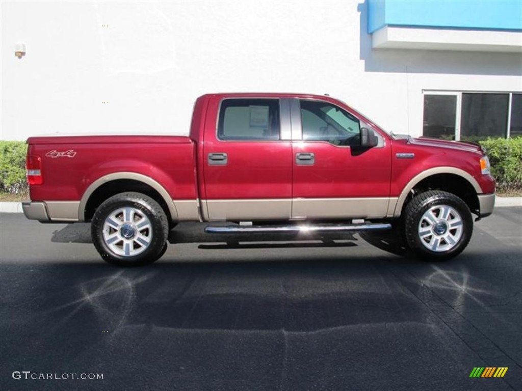 2006 F150 Lariat SuperCrew 4x4 - Dark Toreador Red Metallic / Tan photo #2