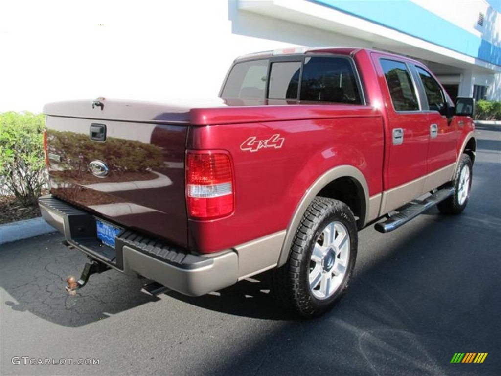 2006 F150 Lariat SuperCrew 4x4 - Dark Toreador Red Metallic / Tan photo #3