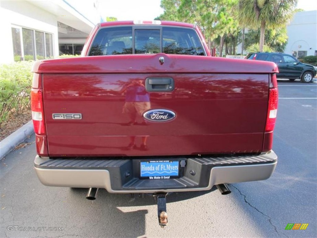 2006 F150 Lariat SuperCrew 4x4 - Dark Toreador Red Metallic / Tan photo #4