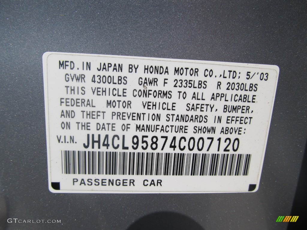 2004 Acura TSX Sedan Info Tag Photo #52084439