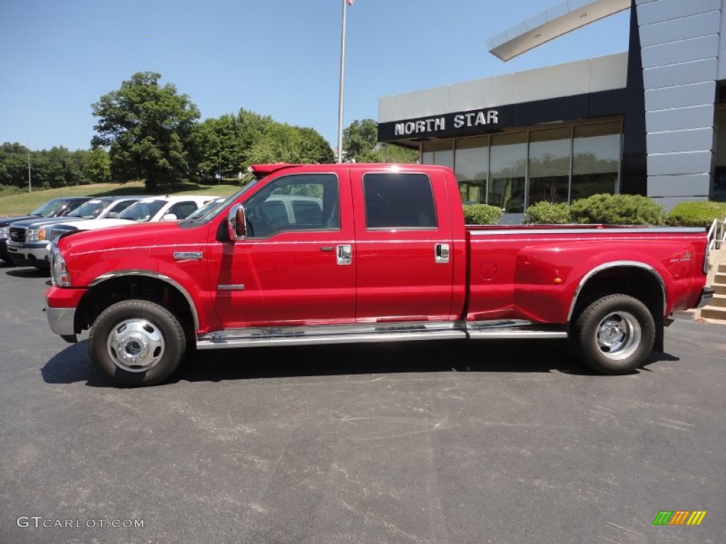 2005 F350 Super Duty Lariat Crew Cab 4x4 Dually - Red / Medium Flint photo #2