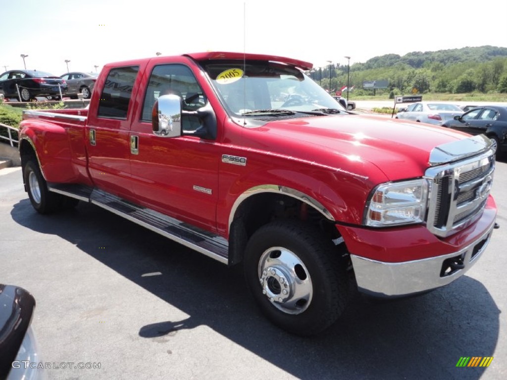 2005 F350 Super Duty Lariat Crew Cab 4x4 Dually - Red / Medium Flint photo #7